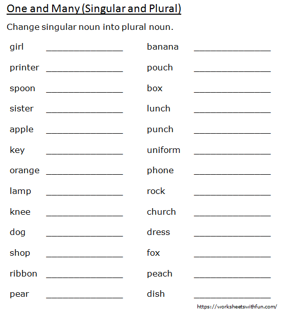 english class 1 one and many change singular noun into