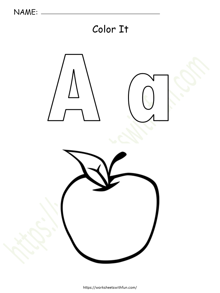 English - Preschool: Alphabet (Letter 'A') Worksheet 1