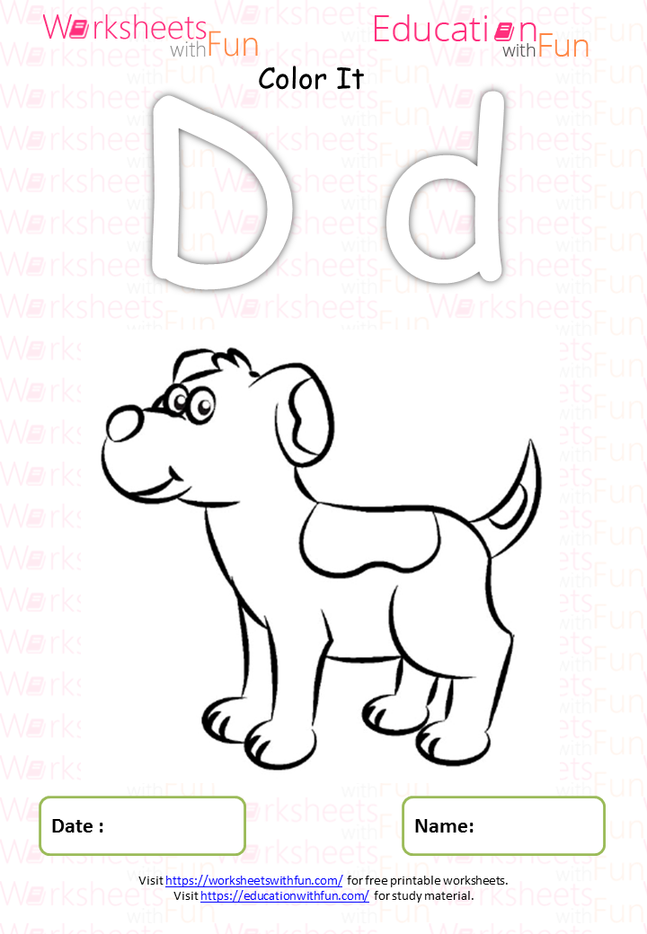 english preschool letter d coloring page