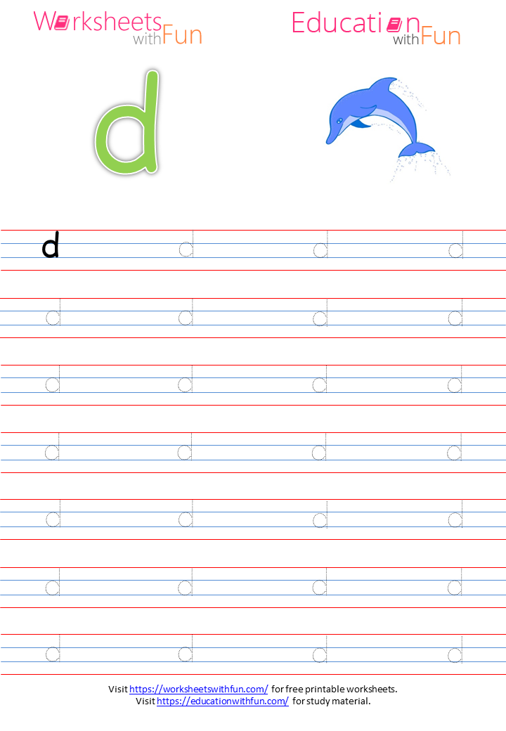 english preschool small letter d tracing