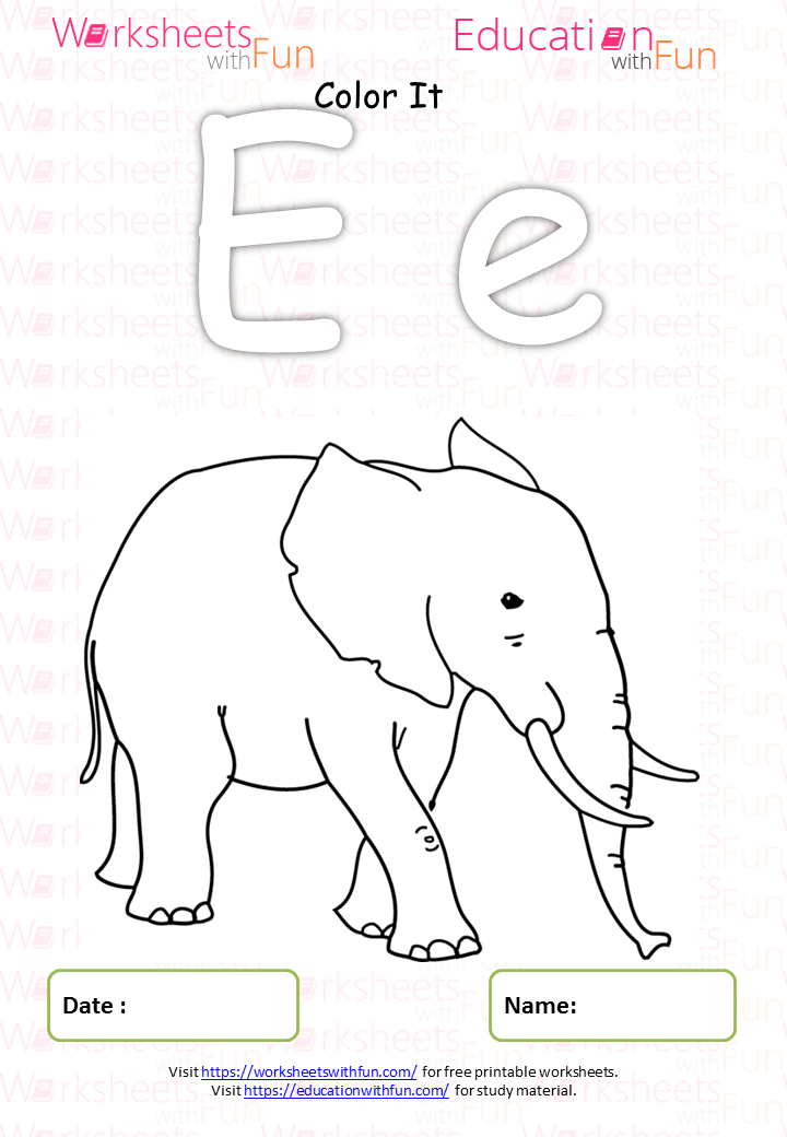 english preschool letter e coloring page