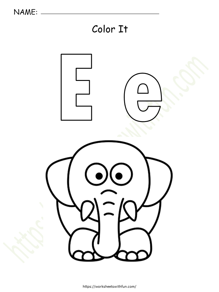 Alphabet (Letter 'E') Worksheet 1