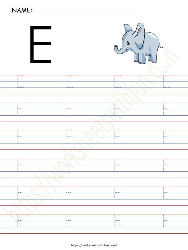 Alphabet (Letter 'E') Worksheet 2