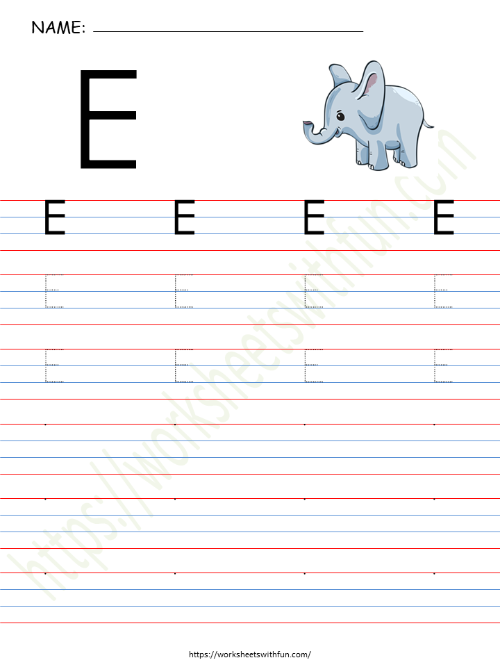 Alphabet (Letter 'E') Worksheet 4