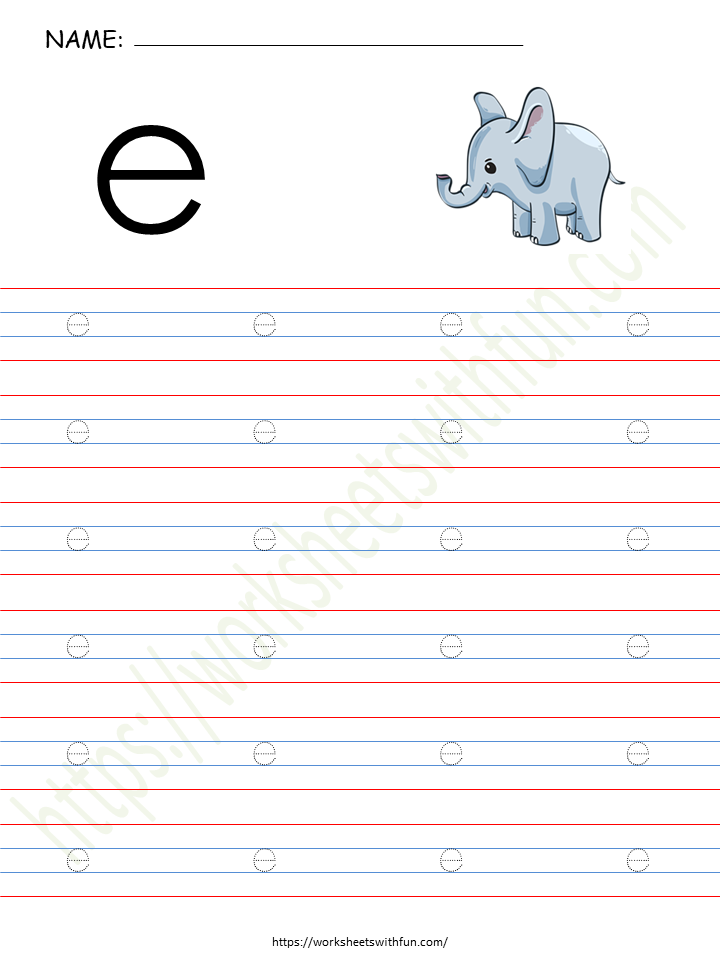 Alphabet (Letter 'e') Worksheet 5