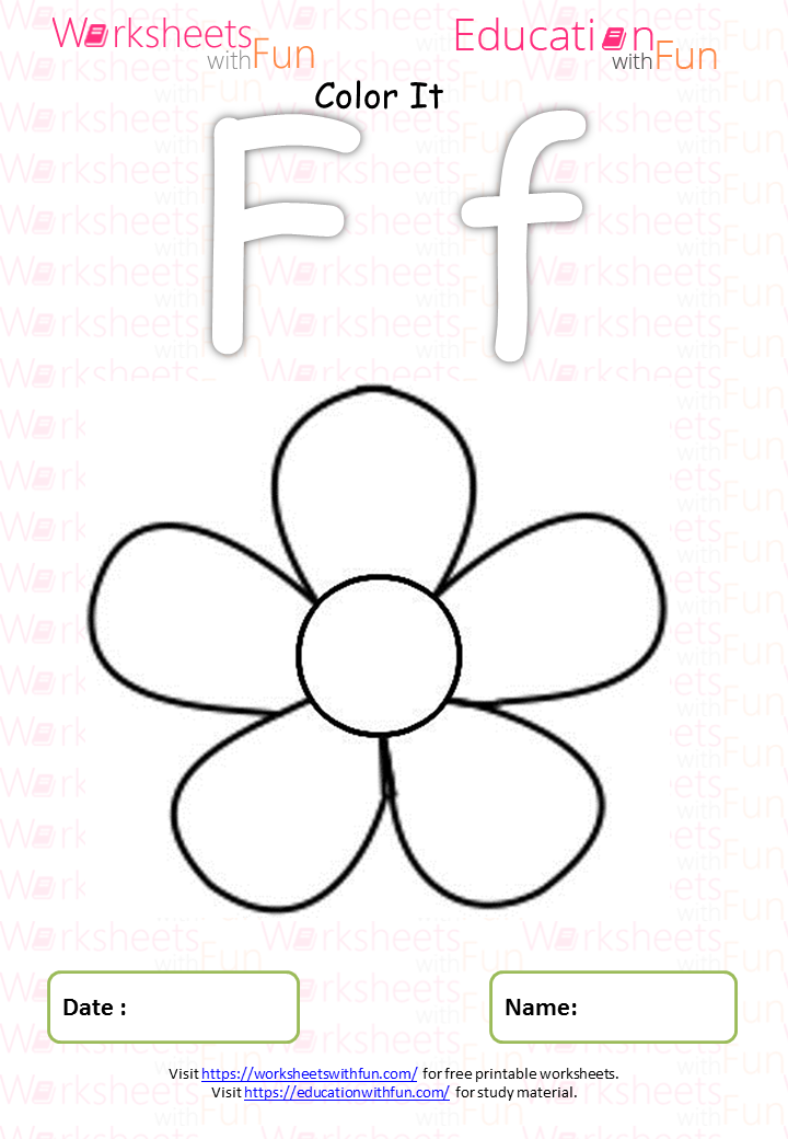 English - Preschool: Letter 'F' - Coloring Page