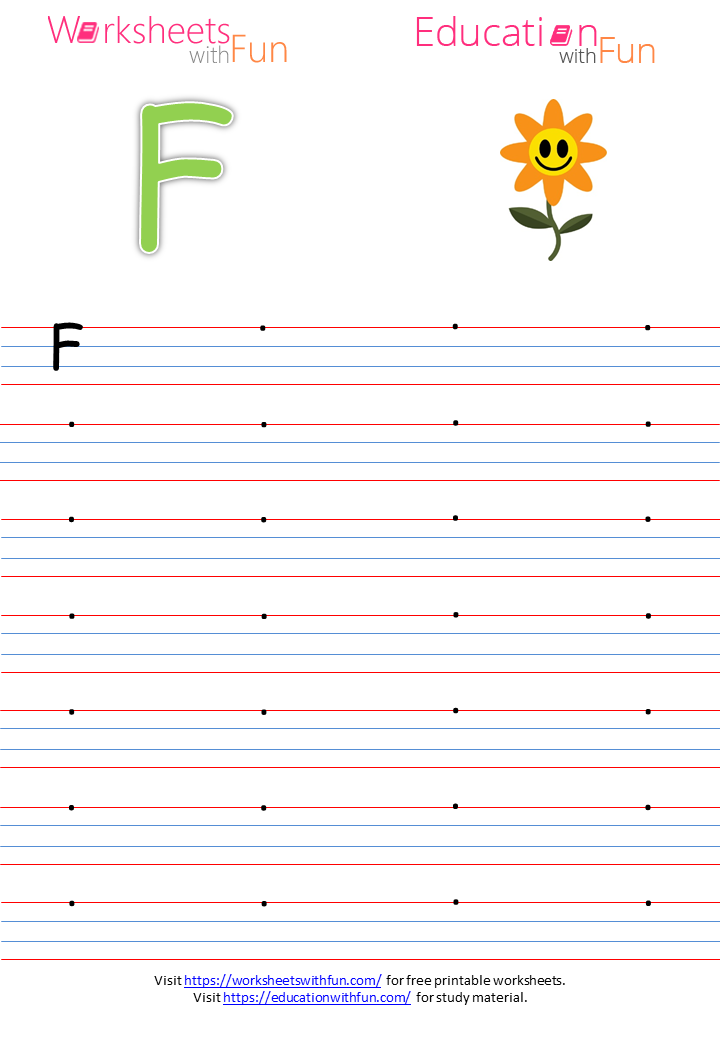 english preschool capital letter f practice page