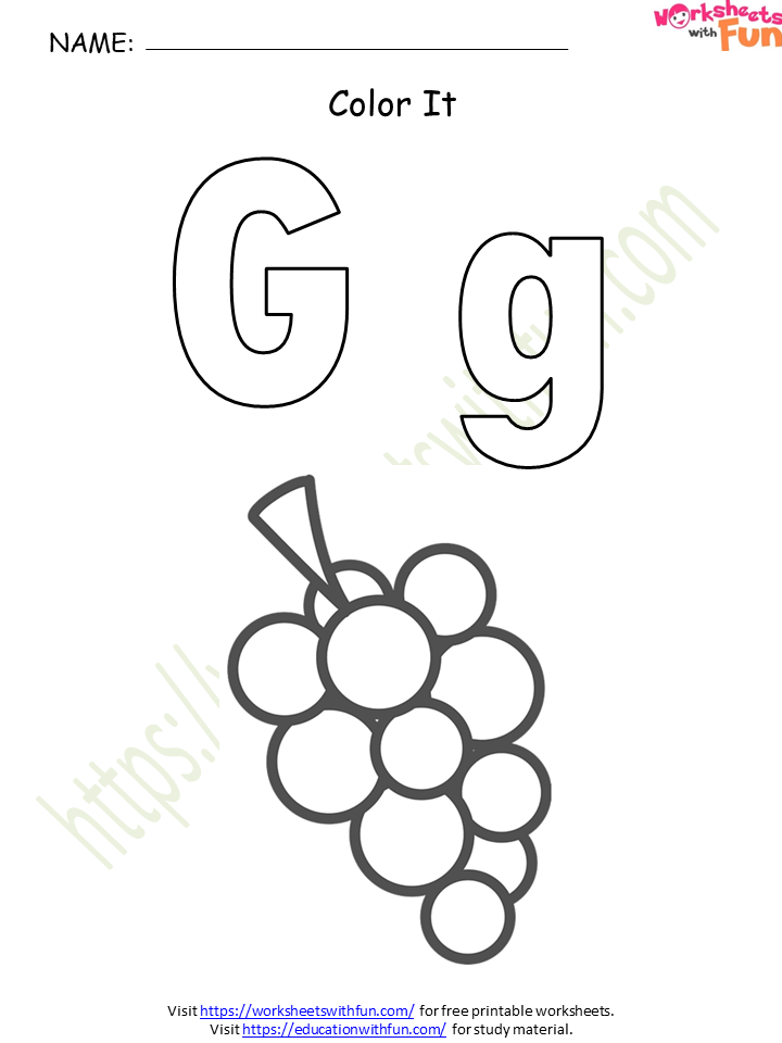 Course: English - Preschool, Topic: Letter - 'G' and 'g' Worksheets