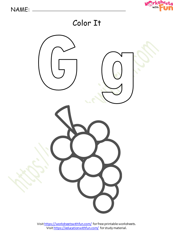 English - Preschool: Alphabet (Letter 'G') Worksheet 1