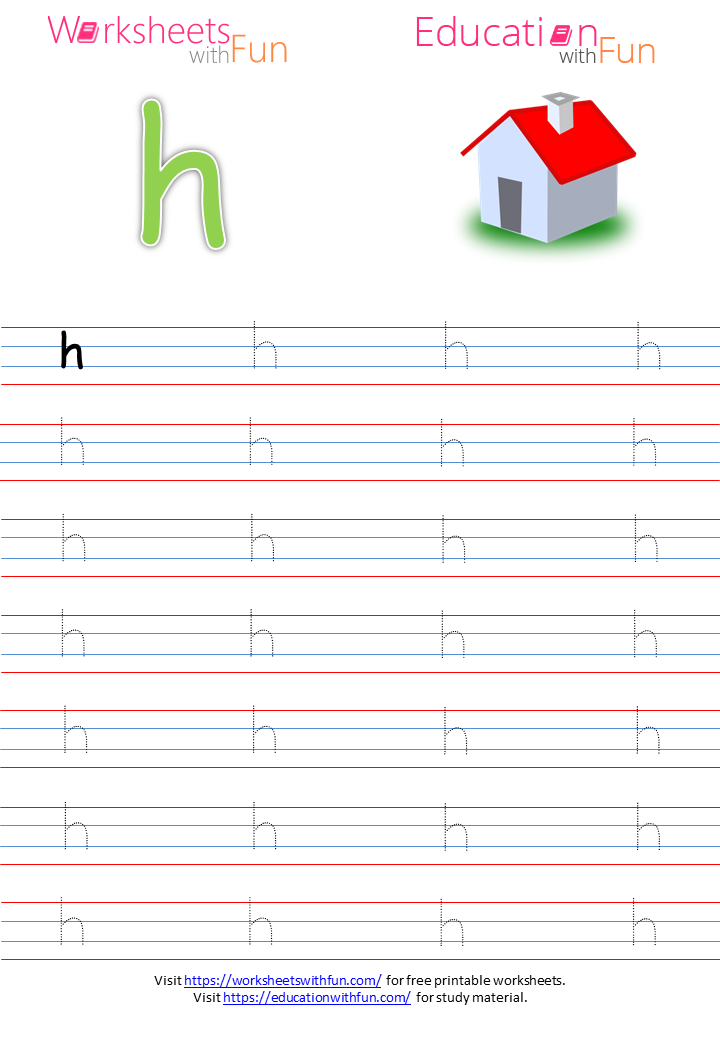 english preschool letter h tracing