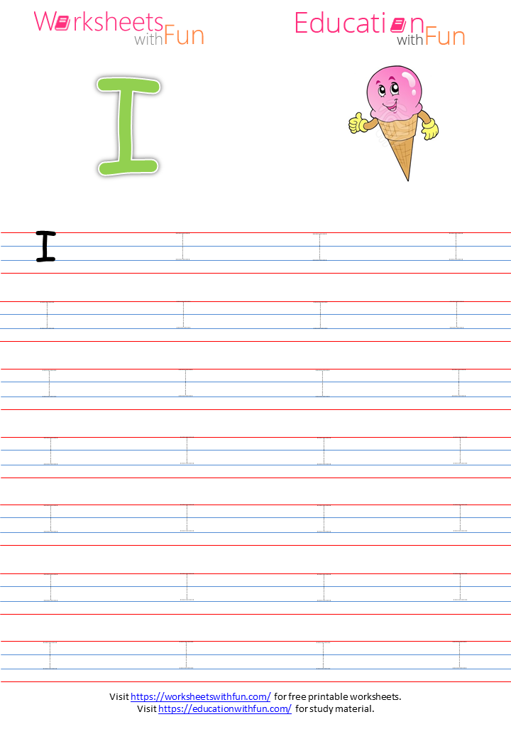 English - Preschool: Capital Letter 'I' - Tracing