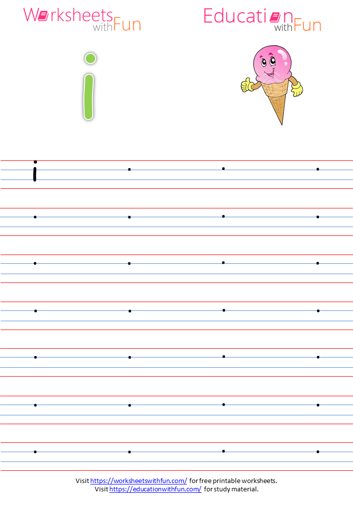 English - Preschool: Small Letter 'i' - Practice Page