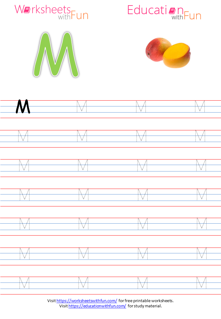 english preschool capital letter m tracing