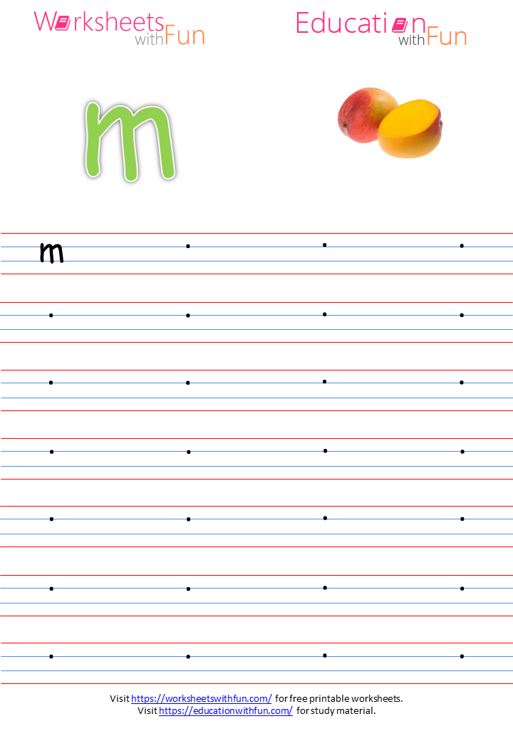 English - Preschool: Small Letter 'm' - Practice Page