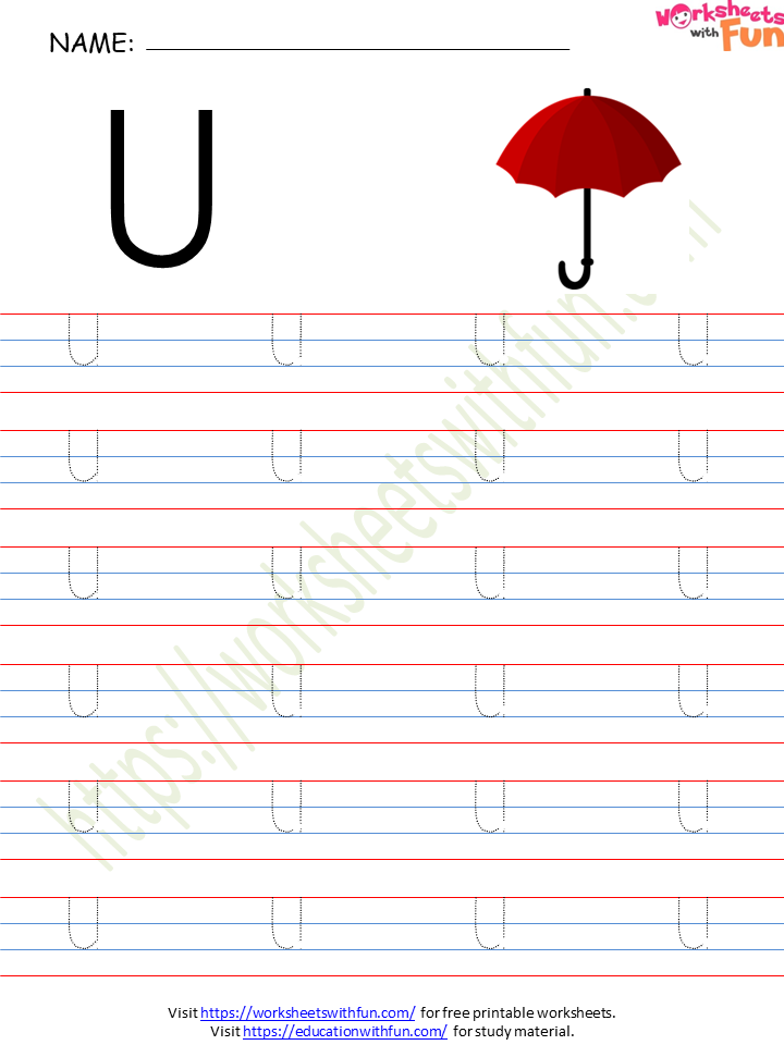 english preschool alphabet letter u worksheet 2