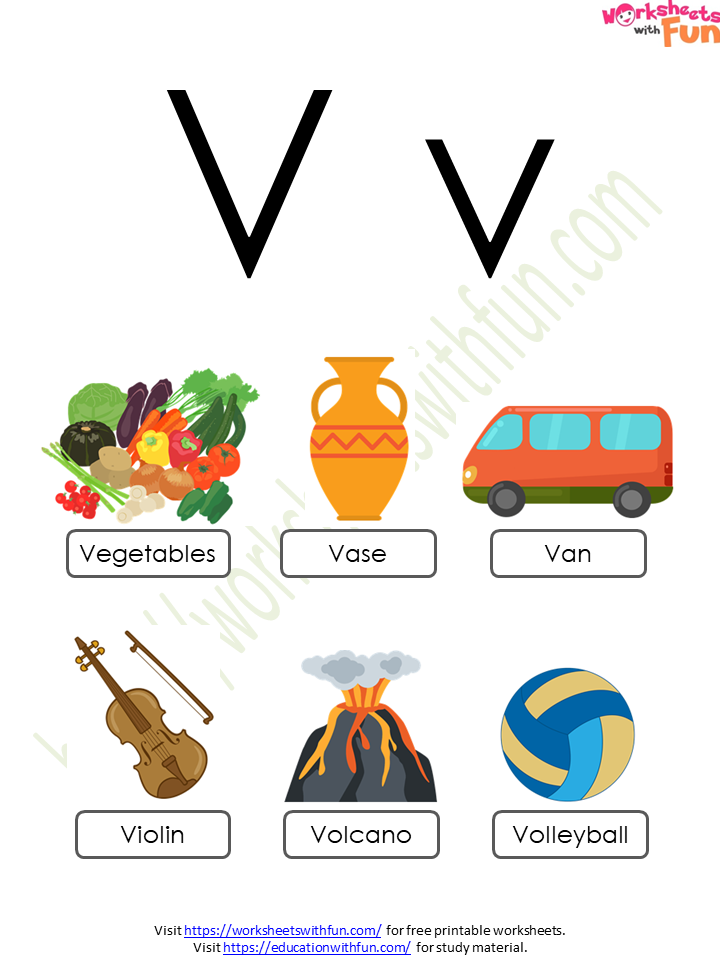 Topic: Letter - 'V' and 'v' Worksheets | English - Preschool | WWF