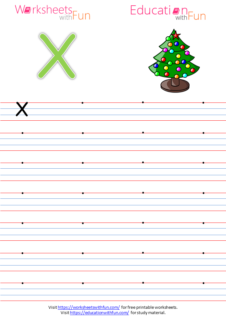 english preschool capital letter x practice page