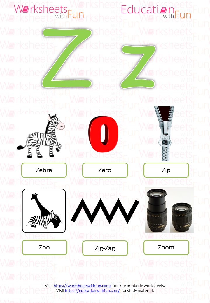 Course: English - Preschool, Topic: Letter - 'Z' and 'z'