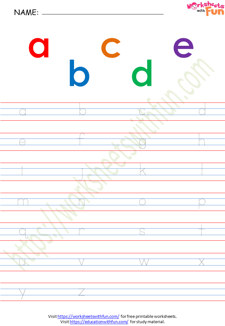 English Preschool Tracing Lowercase Alphabet Worksheet 2