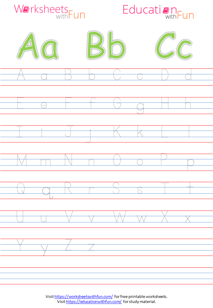 english preschool capital and small letters tracing