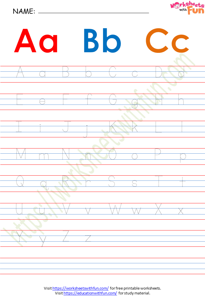 english preschool tracing uppercase and lowercase alphabet worksheet 3