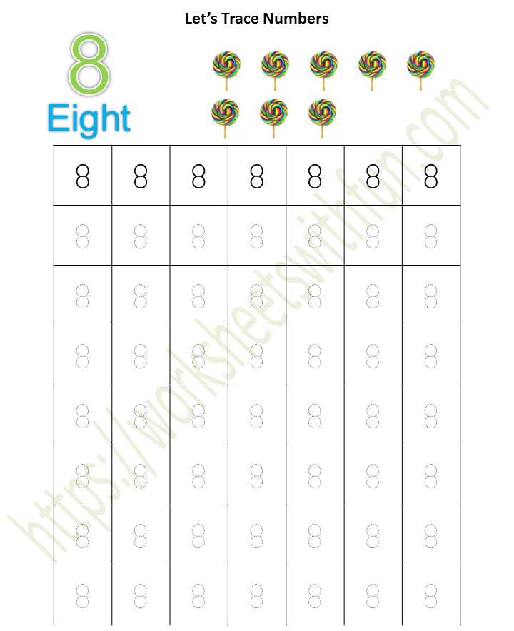 Mathematics - Preschool: Number 8 - Tracing