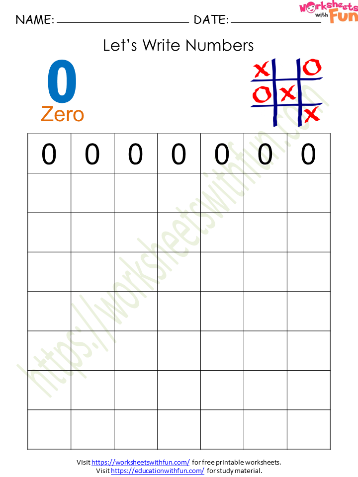 mathematics preschool tracing and writing number zero worksheet 4