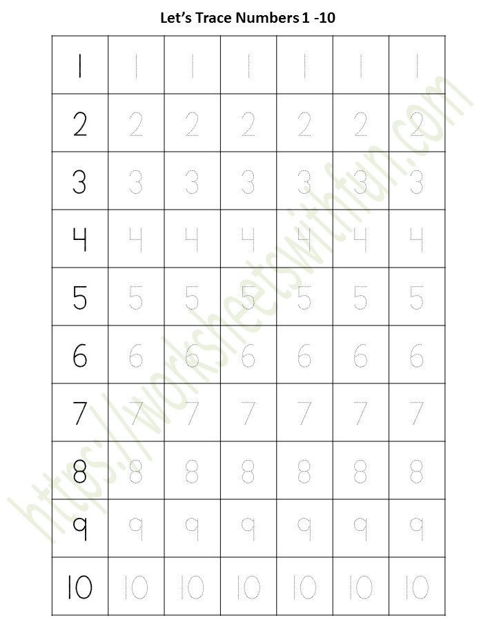 mathematics preschool number 1 10 tracing