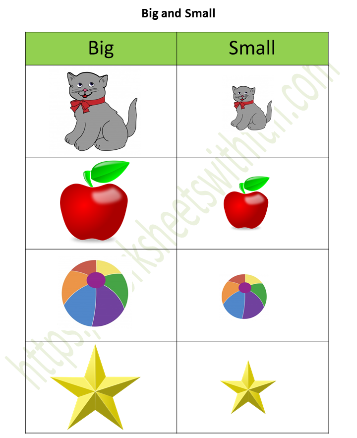 Big and small concept - KIDS Activities and Worksheets