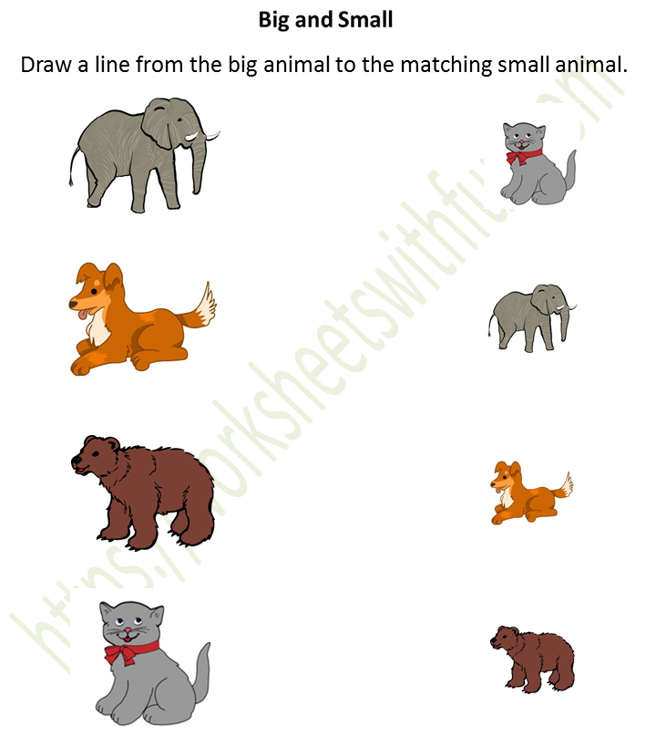 Environmental Science Preschool Big And Small Worksheet 3 Matching