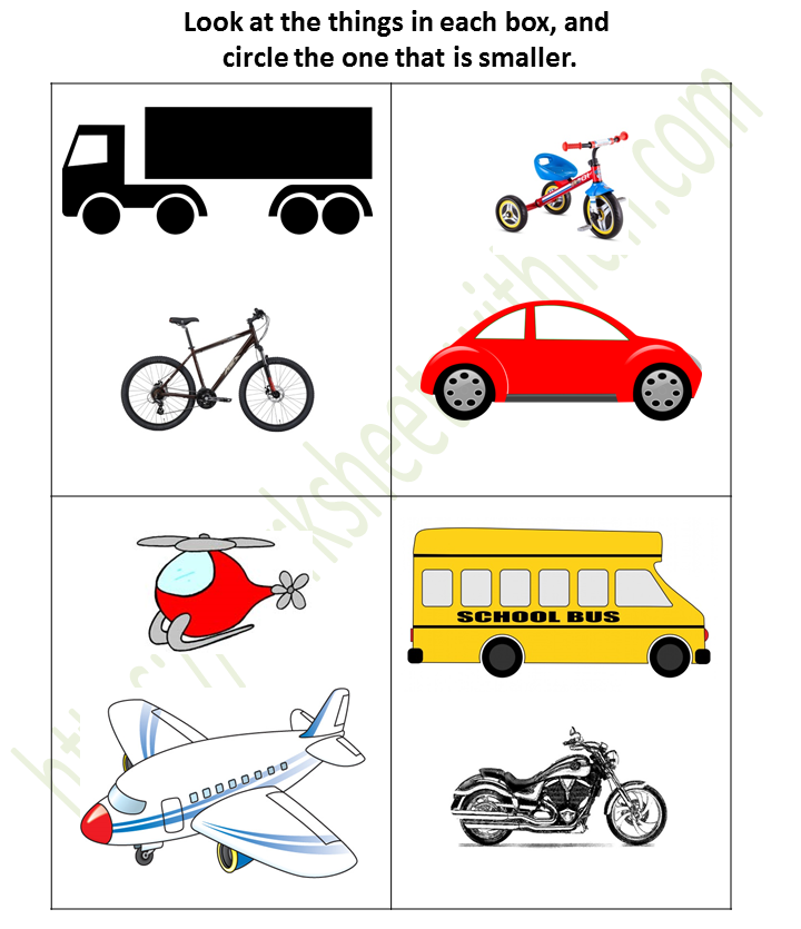 environmental science preschool big and small worksheet 7 circle the small picture