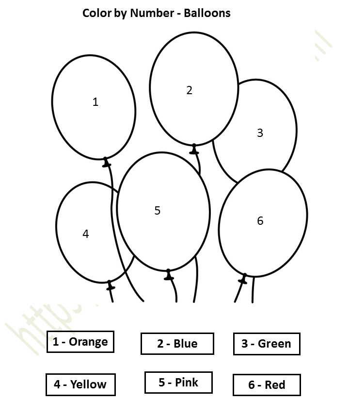 Environmental Science - Preschool: Color By Number (balloons) - Black 