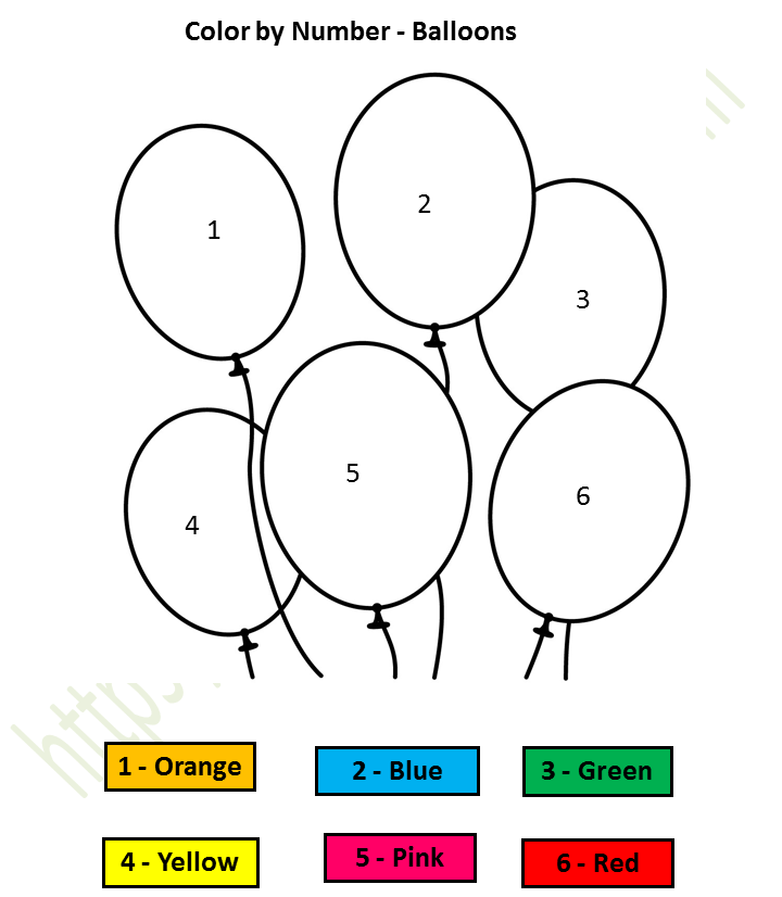 Environmental Science - Preschool: Color by Number (Balloons) - Color