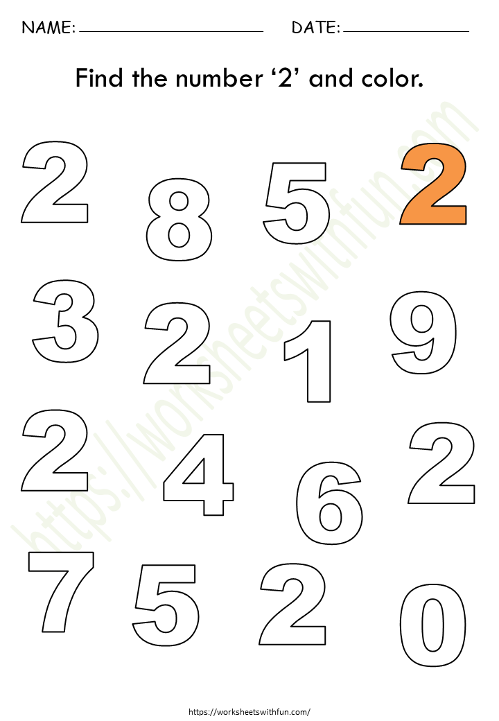 Find and Color the Number 2