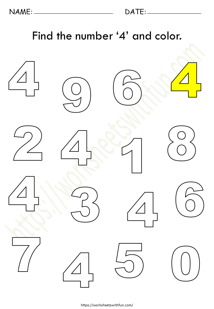 Find and Color the Number 4