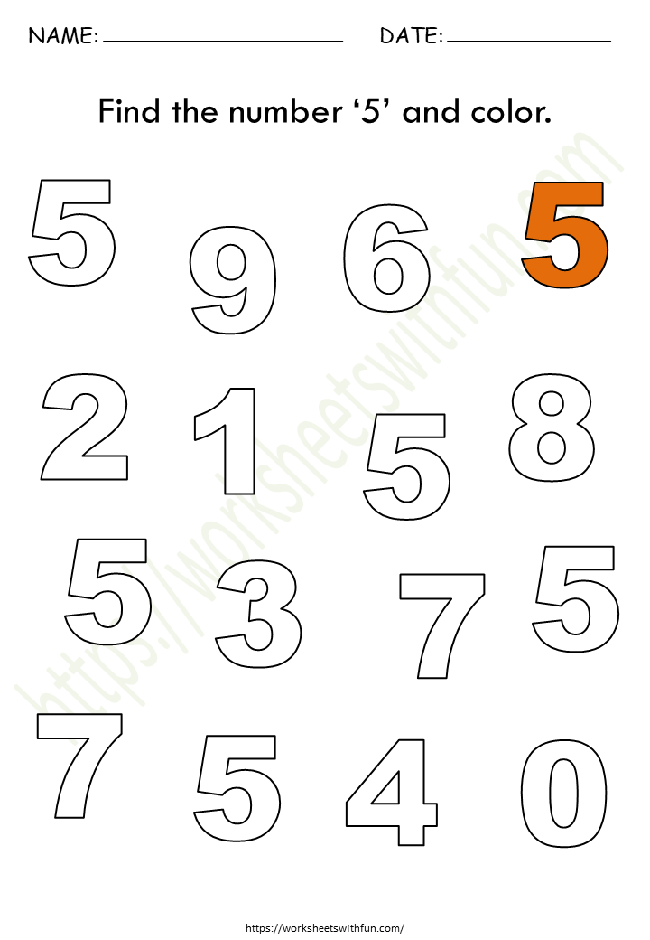 Find and Color the Number 5