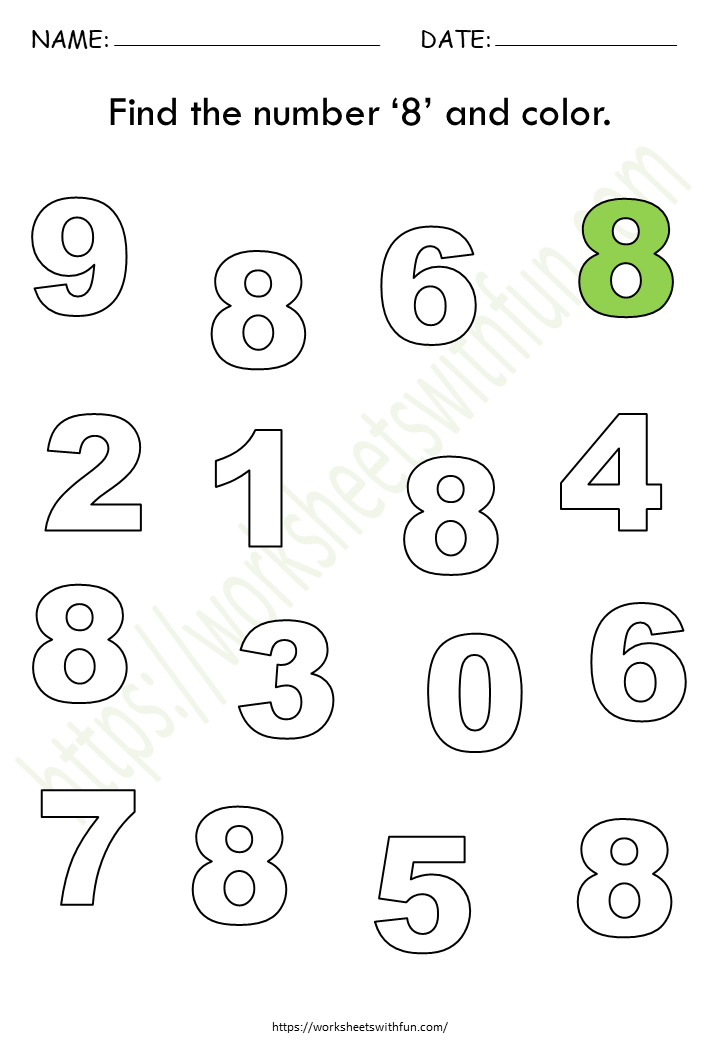 Find and Color the Number 8