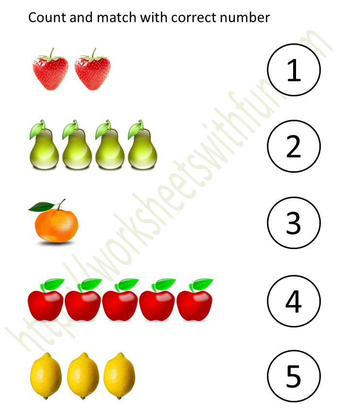 mathematics preschool match by count worksheet 1