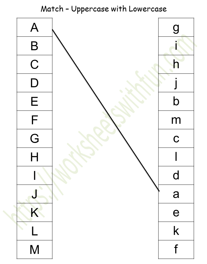 English Preschool Match Uppercase With Lowercase Worksheet 1 Black And White