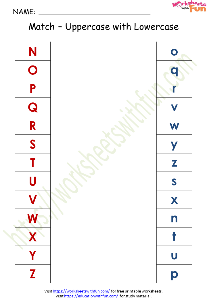 english preschool match uppercase with lowercase worksheet 2 color