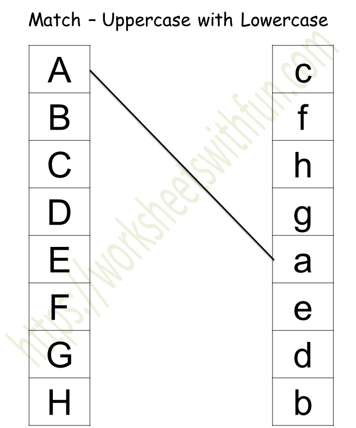 English Preschool Match Uppercase With Lowercase Worksheet 3 Black And White