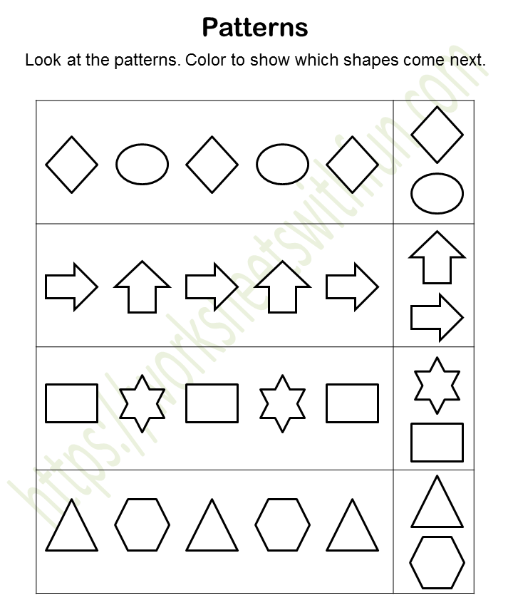 mathematics preschool patterns worksheet 4
