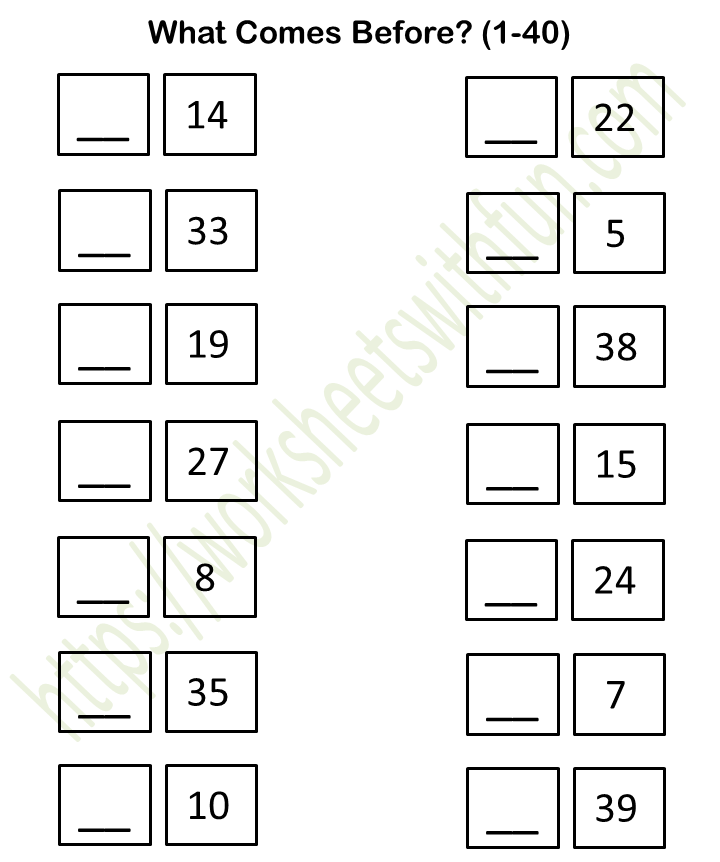 Before And After Number 1 To 10 Worksheets