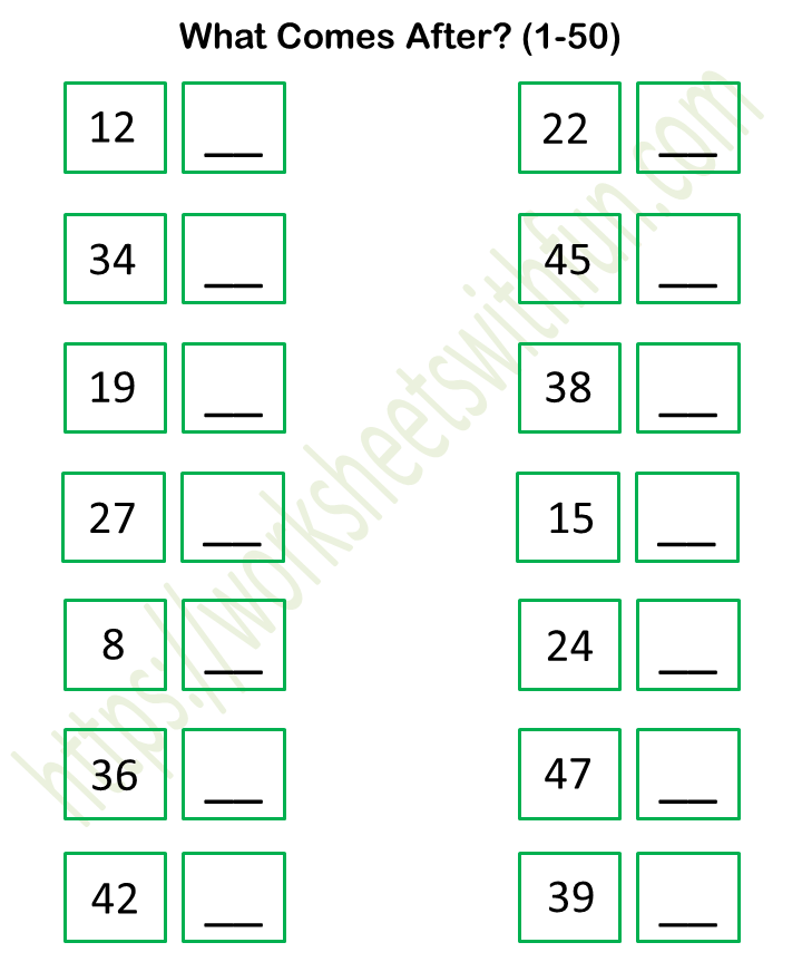 Topic: Before After Between Worksheets (1 50) Mathematics Preschool