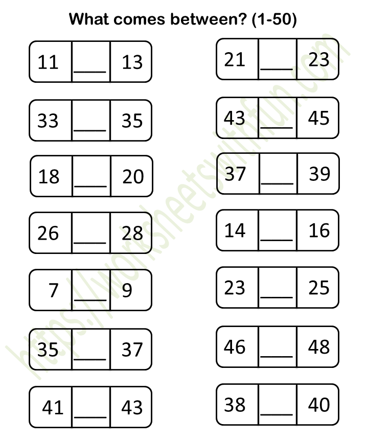 Topic: Before After Between Worksheets (1 50) Mathematics Preschool