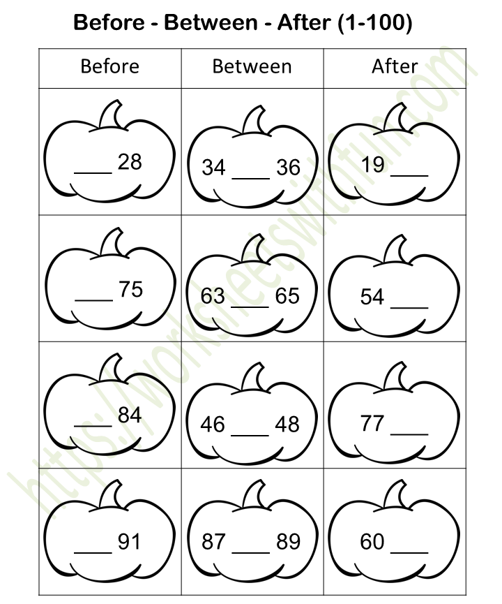 Course: Mathematics - Preschool, Topic: Before-After-Between Worksheets ...