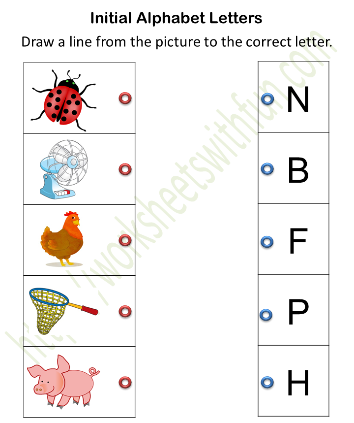English - Preschool: Initial Alphabet Letters Worksheet 3 (Color) | WWF