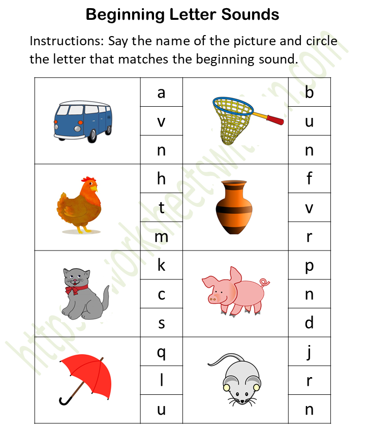 Topic: Initial Sound Worksheets (Circle) | English - Preschool | WWF