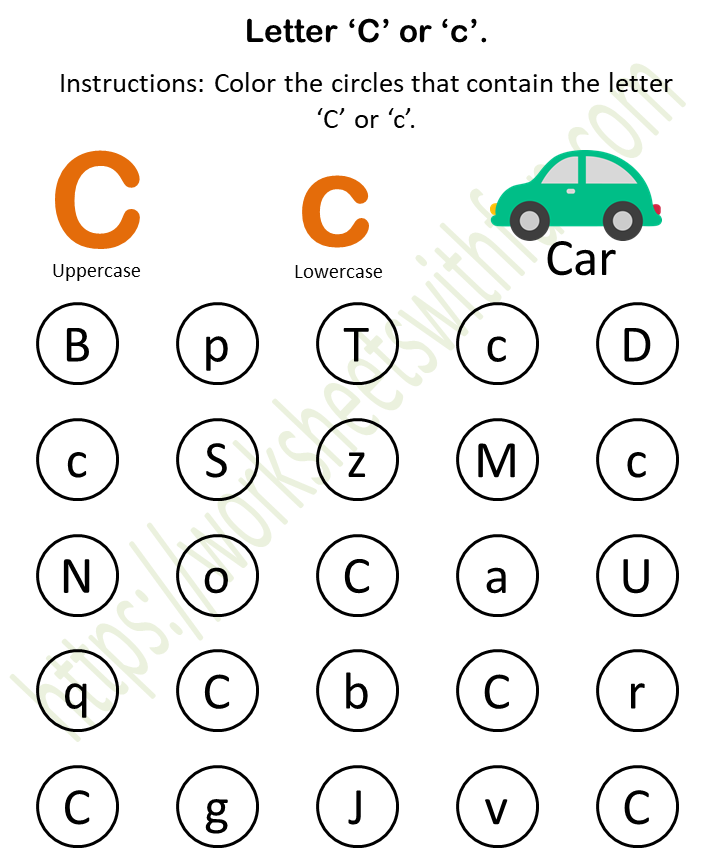 English - Preschool: Find and Color (C or c) Worksheet 3 | WWF