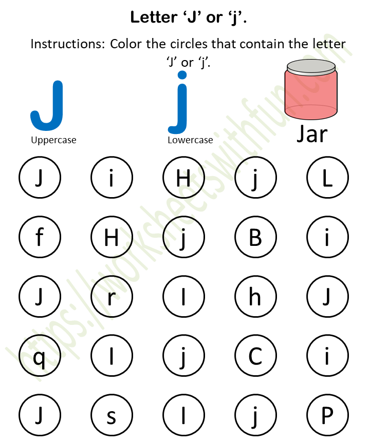 english preschool find and color j or j worksheet 10